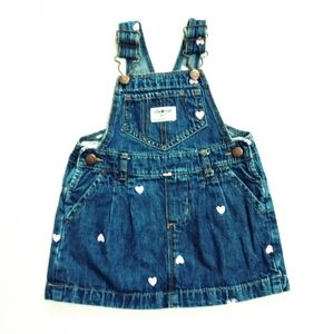 OSHKOSH BGOSH Baby Girl Denim Dress Embroidered Hearts 18 Months